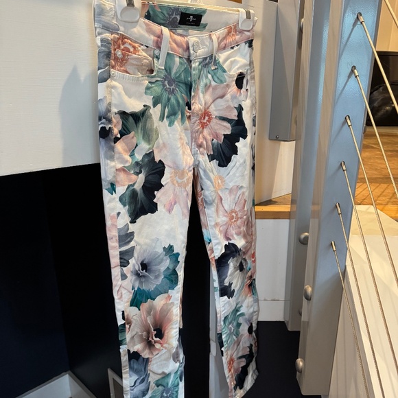 Fabulous 7 For All Mankind Floral Ankle Skinny Jeans - Picture 1 of 3